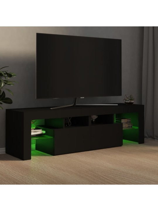 Televizoriaus spintelė su LED apšvietimu, juoda, 140x36,5x40cm