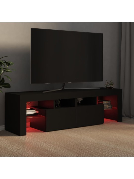 Televizoriaus spintelė su LED apšvietimu, juoda, 140x36,5x40cm