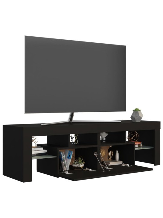 Televizoriaus spintelė su LED apšvietimu, juoda, 140x36,5x40cm