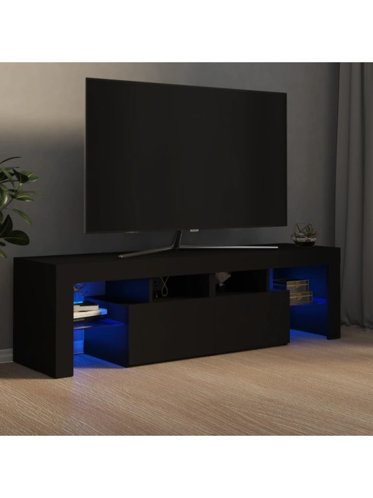 Televizoriaus spintelė su LED apšvietimu, juoda, 140x36,5x40cm