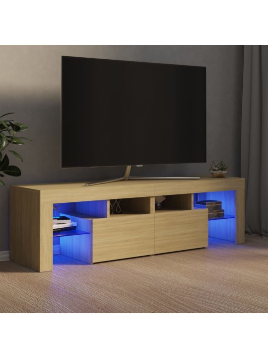 Televizoriaus spintelė su LED, sonoma ąžuolo, 140x36,5x40cm