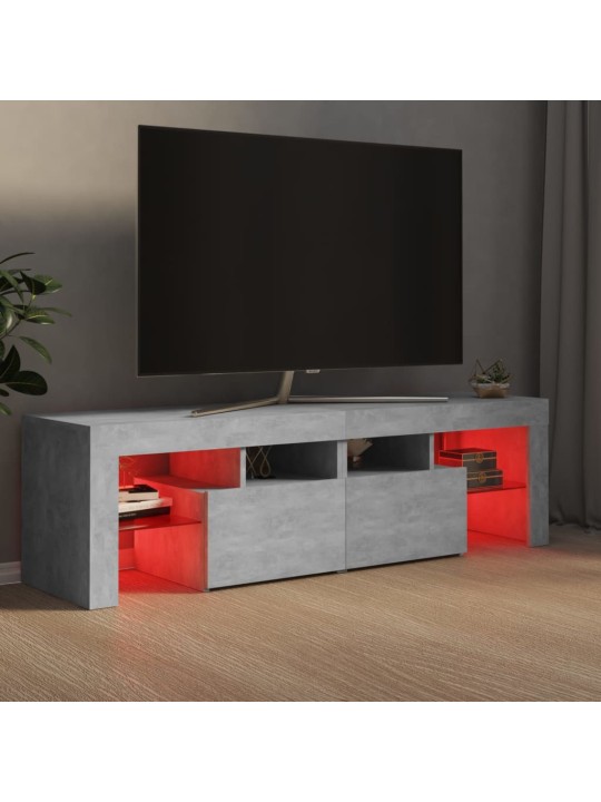 Televizoriaus spintelė su LED, betono pilka, 140x36,5x40cm