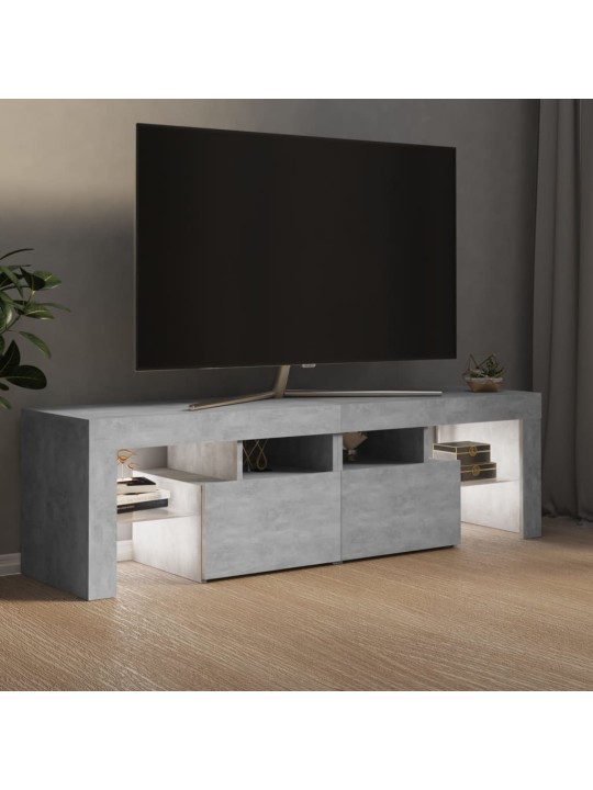 Televizoriaus spintelė su LED, betono pilka, 140x36,5x40cm