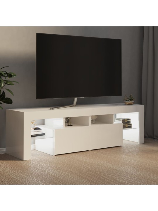 Televizoriaus spintelė su LED, balta, 140x36,5x40cm, blizgi