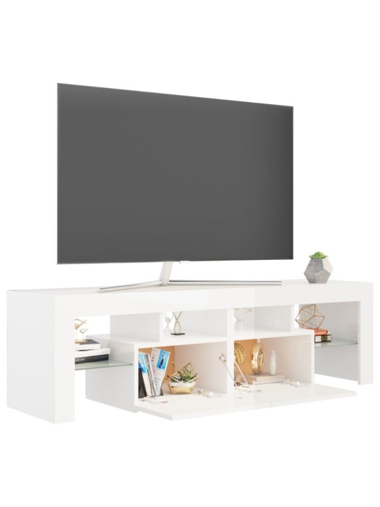 Televizoriaus spintelė su LED, balta, 140x36,5x40cm, blizgi
