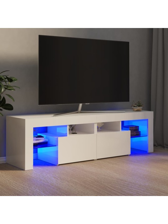Televizoriaus spintelė su LED, balta, 140x36,5x40cm, blizgi