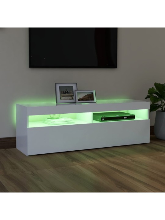 Televizoriaus spintelė su LED apšvietimu, balta, 120x35x40cm