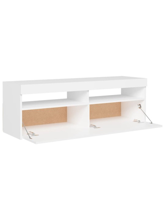 Televizoriaus spintelė su LED apšvietimu, balta, 120x35x40cm
