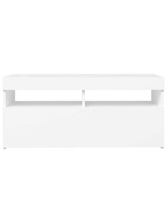 Televizoriaus spintelė su LED apšvietimu, balta, 90x35x40cm