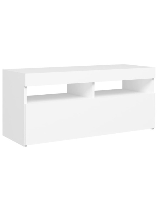 Televizoriaus spintelė su LED apšvietimu, balta, 90x35x40cm