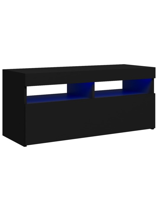 Televizoriaus spintelė su LED apšvietimu, juoda, 90x35x40cm