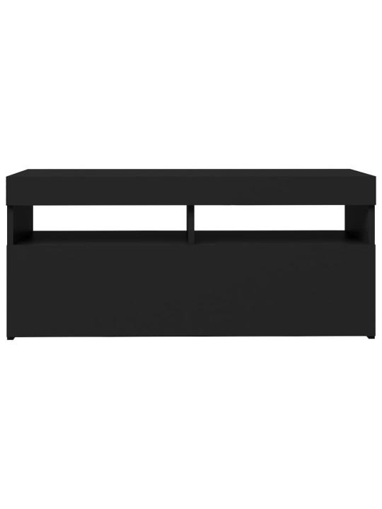 Televizoriaus spintelė su LED apšvietimu, juoda, 90x35x40cm