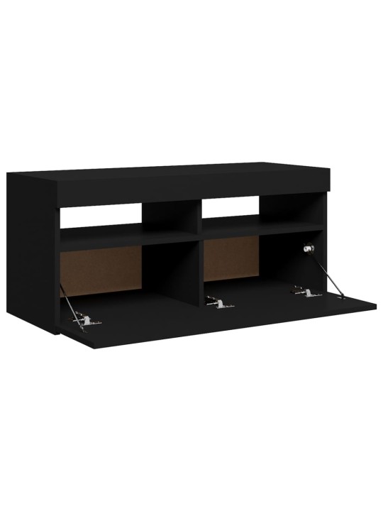 Televizoriaus spintelė su LED apšvietimu, juoda, 90x35x40cm