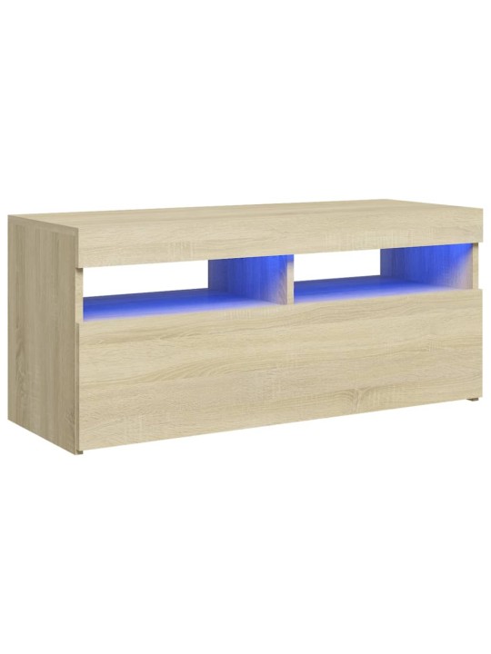 Televizoriaus spintelė su LED apšvietimu, ąžuolo, 90x35x40cm