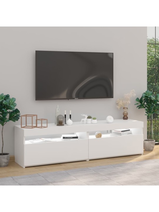 Televizoriaus spintelės su LED, 2vnt., baltos, 75x35x40cm