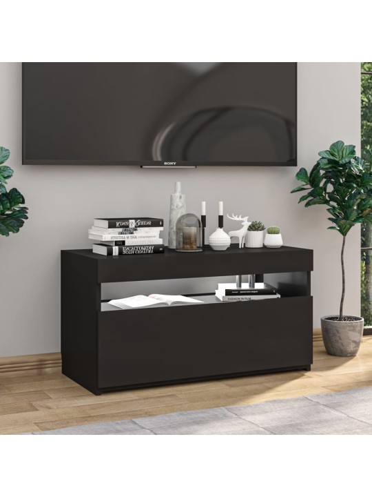 Televizoriaus spintelė su LED apšvietimu, juoda, 75x35x40cm