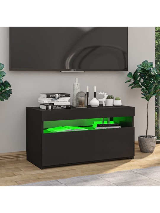 Televizoriaus spintelė su LED apšvietimu, juoda, 75x35x40cm