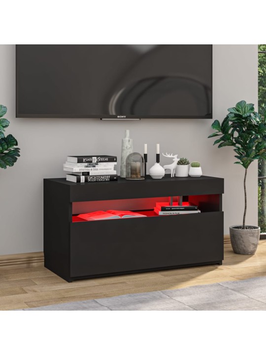 Televizoriaus spintelė su LED apšvietimu, juoda, 75x35x40cm