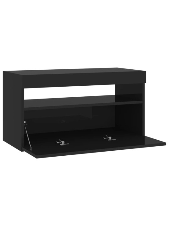 Televizoriaus spintelė su LED apšvietimu, juoda, 75x35x40cm