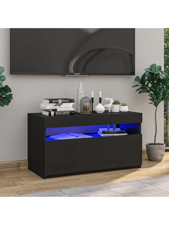 Televizoriaus spintelė su LED apšvietimu, juoda, 75x35x40cm