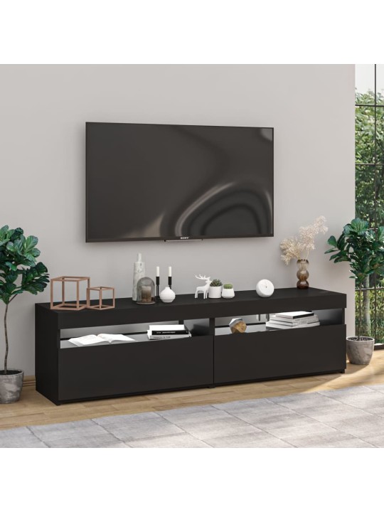 Televizoriaus spintelės su LED, 2vnt., juodos, 75x35x40cm