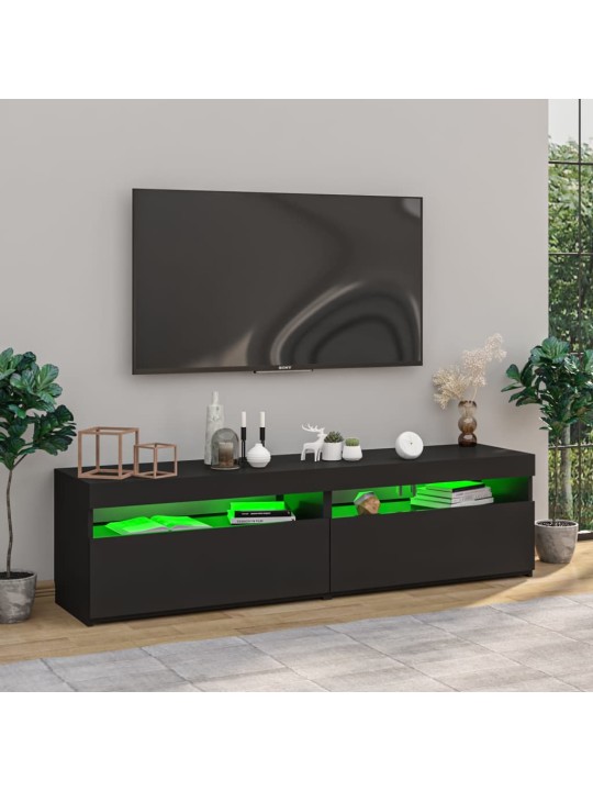 Televizoriaus spintelės su LED, 2vnt., juodos, 75x35x40cm
