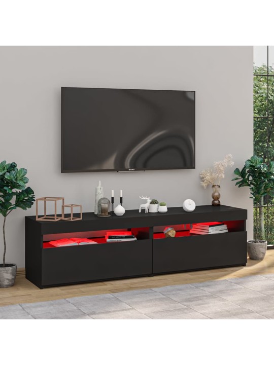 Televizoriaus spintelės su LED, 2vnt., juodos, 75x35x40cm