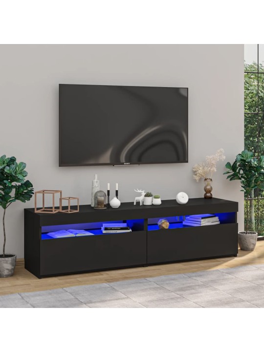 Televizoriaus spintelės su LED, 2vnt., juodos, 75x35x40cm