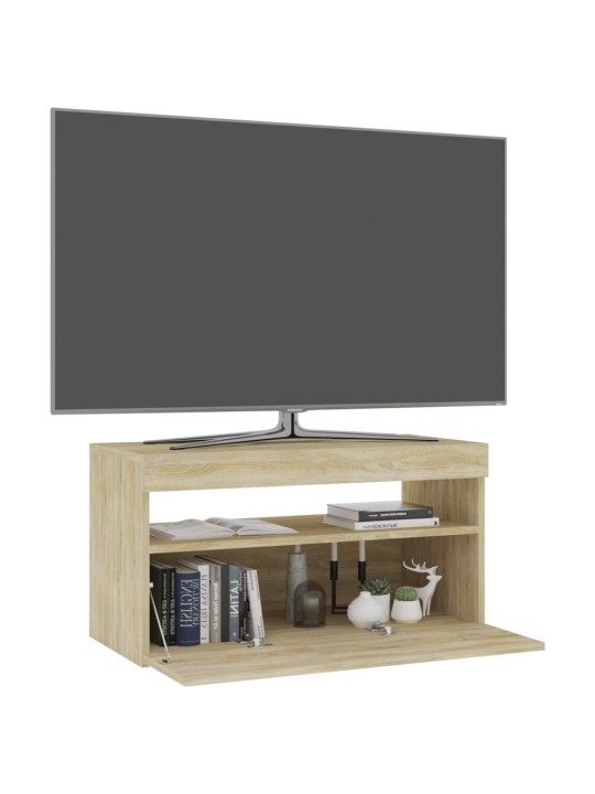 Televizoriaus spintelė su LED apšvietimu, ąžuolo, 75x35x40cm