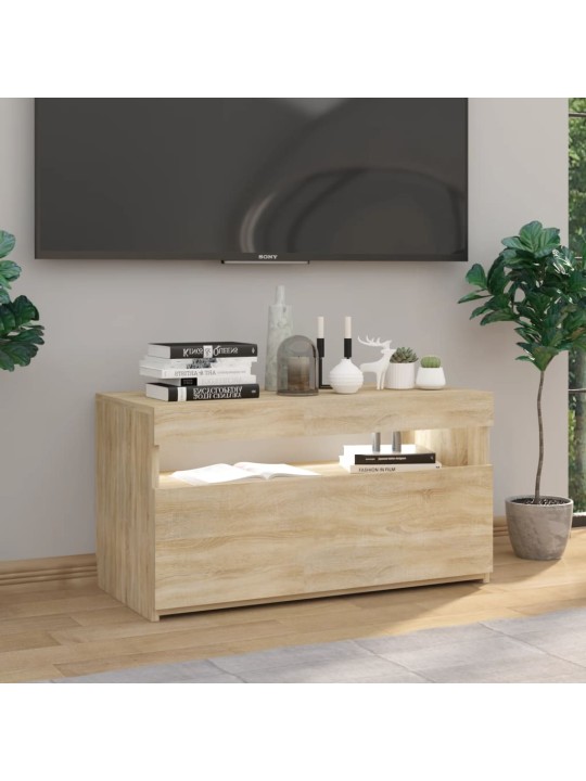 Televizoriaus spintelė su LED apšvietimu, ąžuolo, 75x35x40cm