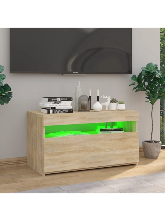 Televizoriaus spintelė su LED apšvietimu, ąžuolo, 75x35x40cm