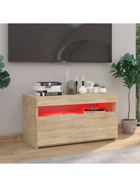 Televizoriaus spintelė su LED apšvietimu, ąžuolo, 75x35x40cm