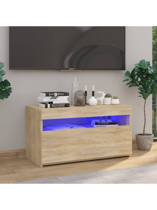 Televizoriaus spintelė su LED apšvietimu, ąžuolo, 75x35x40cm