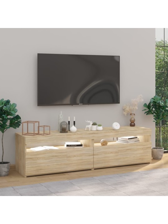 Televizoriaus spintelės su LED, 2vnt., ąžuolo, 75x35x40cm