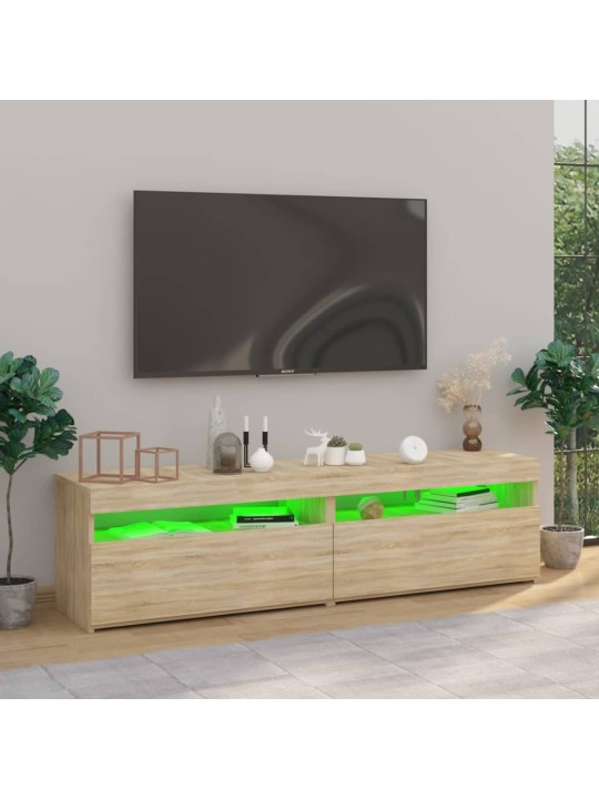 Televizoriaus spintelės su LED, 2vnt., ąžuolo, 75x35x40cm