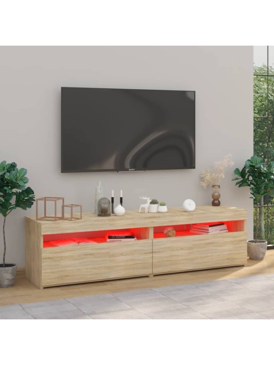 Televizoriaus spintelės su LED, 2vnt., ąžuolo, 75x35x40cm