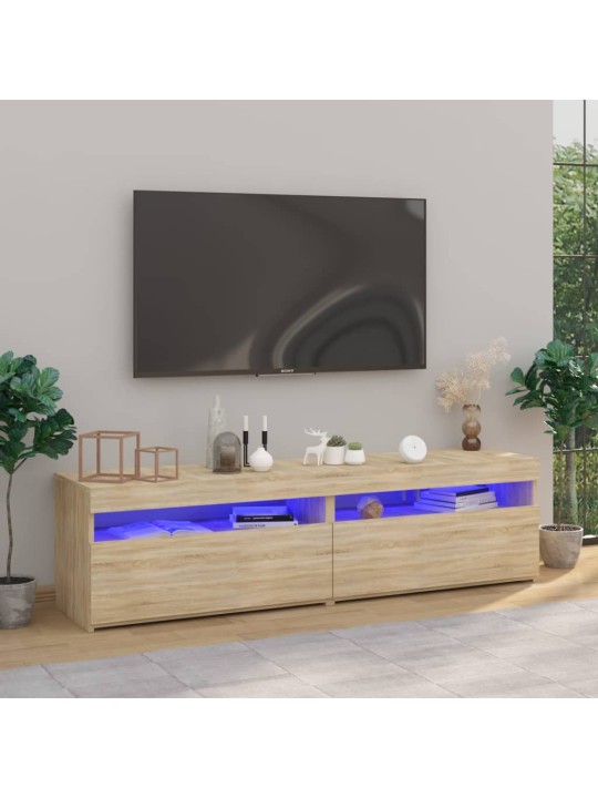 Televizoriaus spintelės su LED, 2vnt., ąžuolo, 75x35x40cm