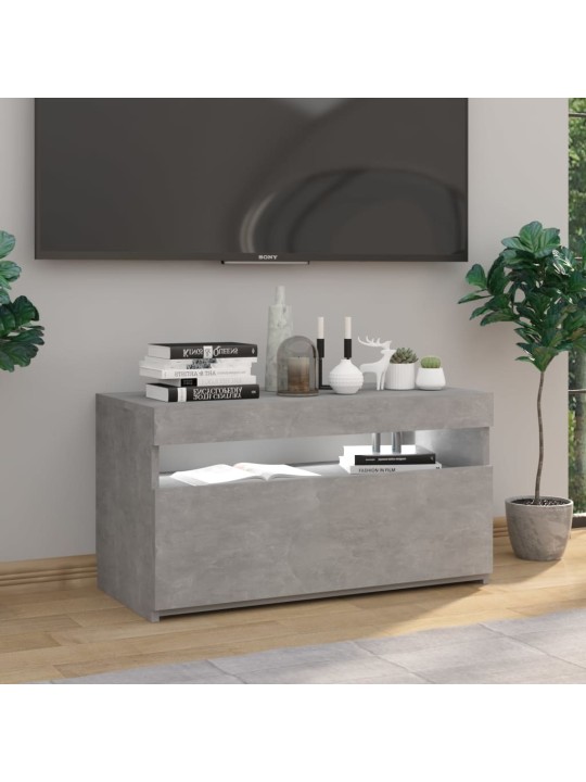 Televizoriaus spintelė su LED apšvietimu, betono, 75x35x40cm