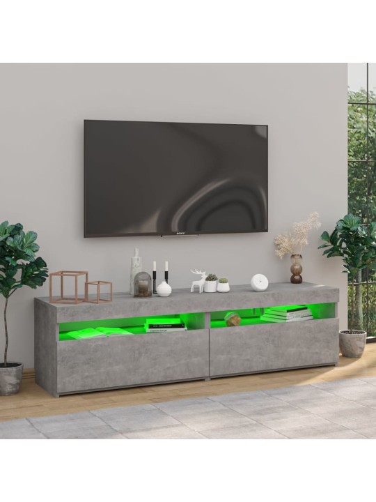 Televizoriaus spintelės su LED, 2vnt., betono, 75x35x40cm