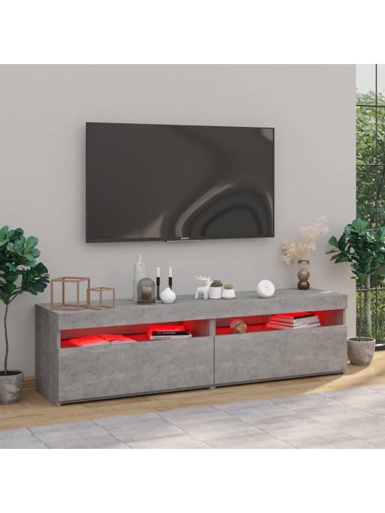 Televizoriaus spintelės su LED, 2vnt., betono, 75x35x40cm