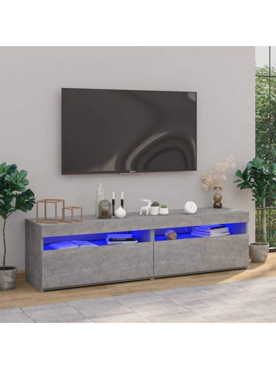 Televizoriaus spintelės su LED, 2vnt., betono, 75x35x40cm
