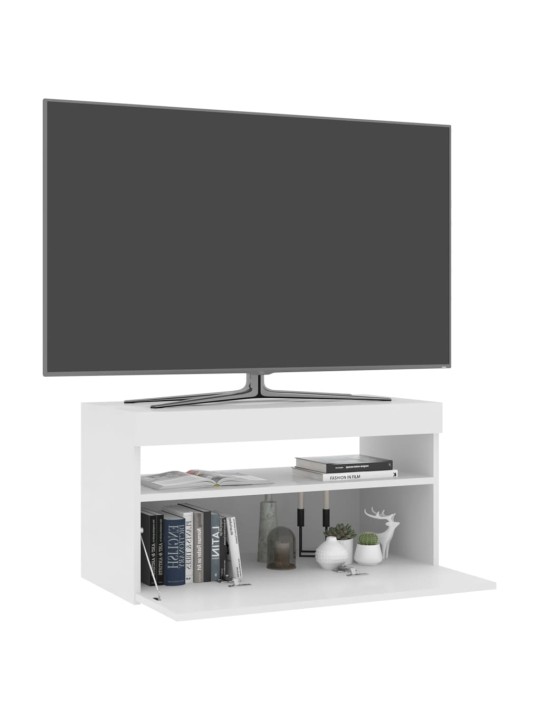 Televizoriaus spintelė su LED, balta, 75x35x40cm, blizgi