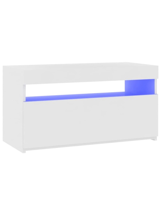 Televizoriaus spintelė su LED, balta, 75x35x40cm, blizgi
