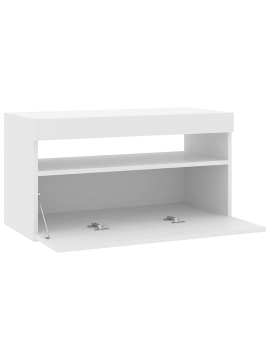 Televizoriaus spintelė su LED, balta, 75x35x40cm, blizgi