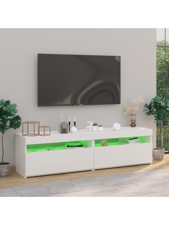 Televizoriaus spintelės su LED, 2vnt., baltos, 75x35x40cm