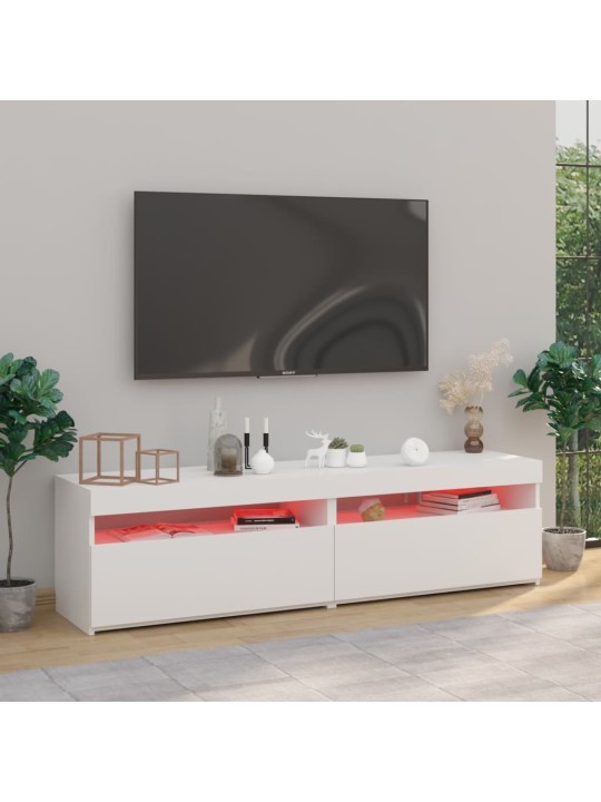 Televizoriaus spintelės su LED, 2vnt., baltos, 75x35x40cm