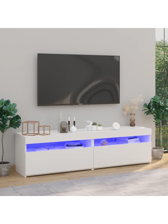 Televizoriaus spintelės su LED, 2vnt., baltos, 75x35x40cm