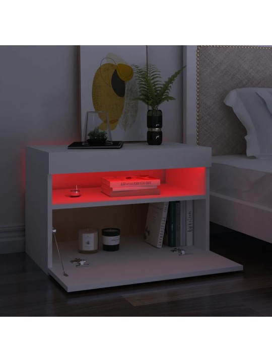 Televizoriaus spintelė su LED apšvietimu, balta, 60x35x40cm