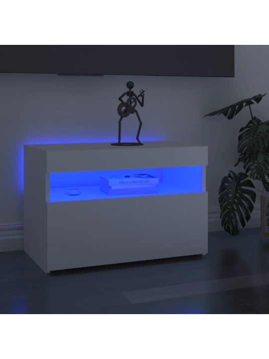 Televizoriaus spintelė su LED apšvietimu, balta, 60x35x40cm