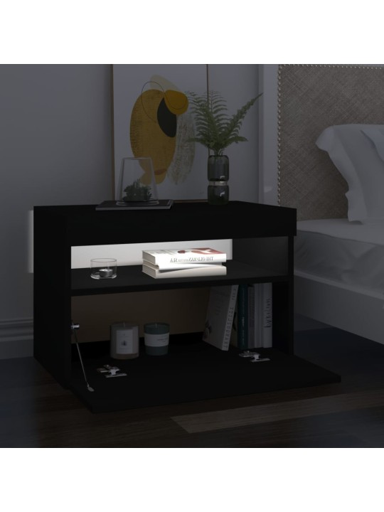 Televizoriaus spintelė su LED apšvietimu, juoda, 60x35x40cm
